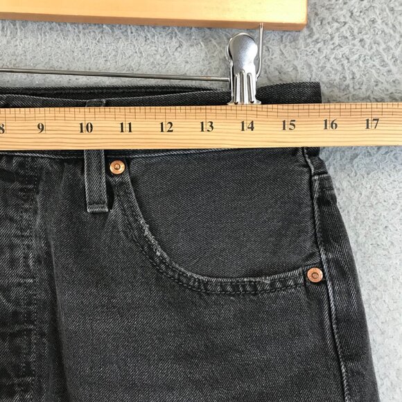Vintage LEVIS Black Distressed Cutoff Denim Shorts 31 - Picture 6 of 14